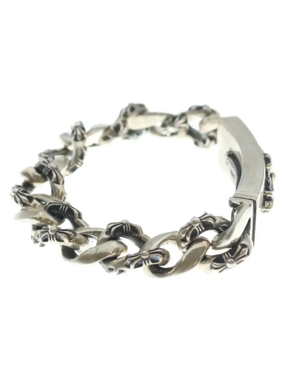 Chrome Hearts ID Floral Crs ID Fancy Link Bracelet Silver